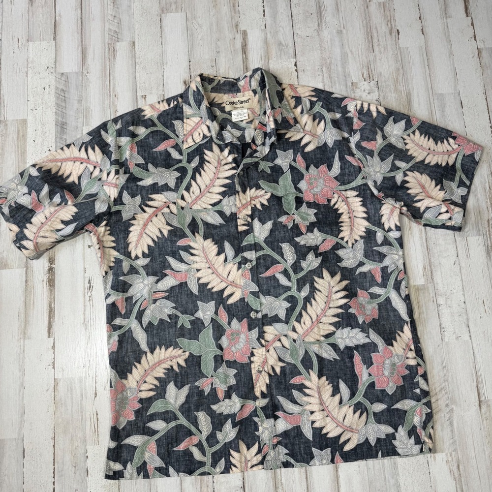 Cooke Street Honolulu Hawaiian Shirt Mens Sz L‎ Floral Button Up Short Sleeve